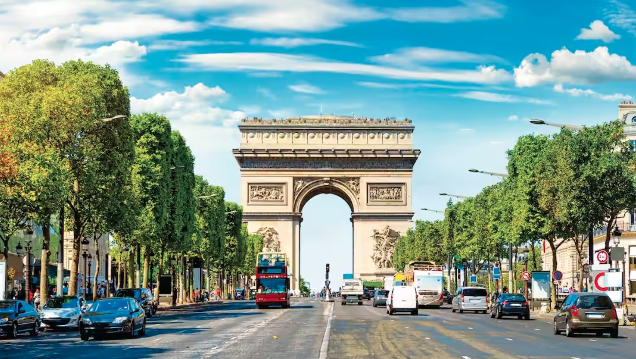 Champs Elysee leading to Arc de Triomphe in Paris, France