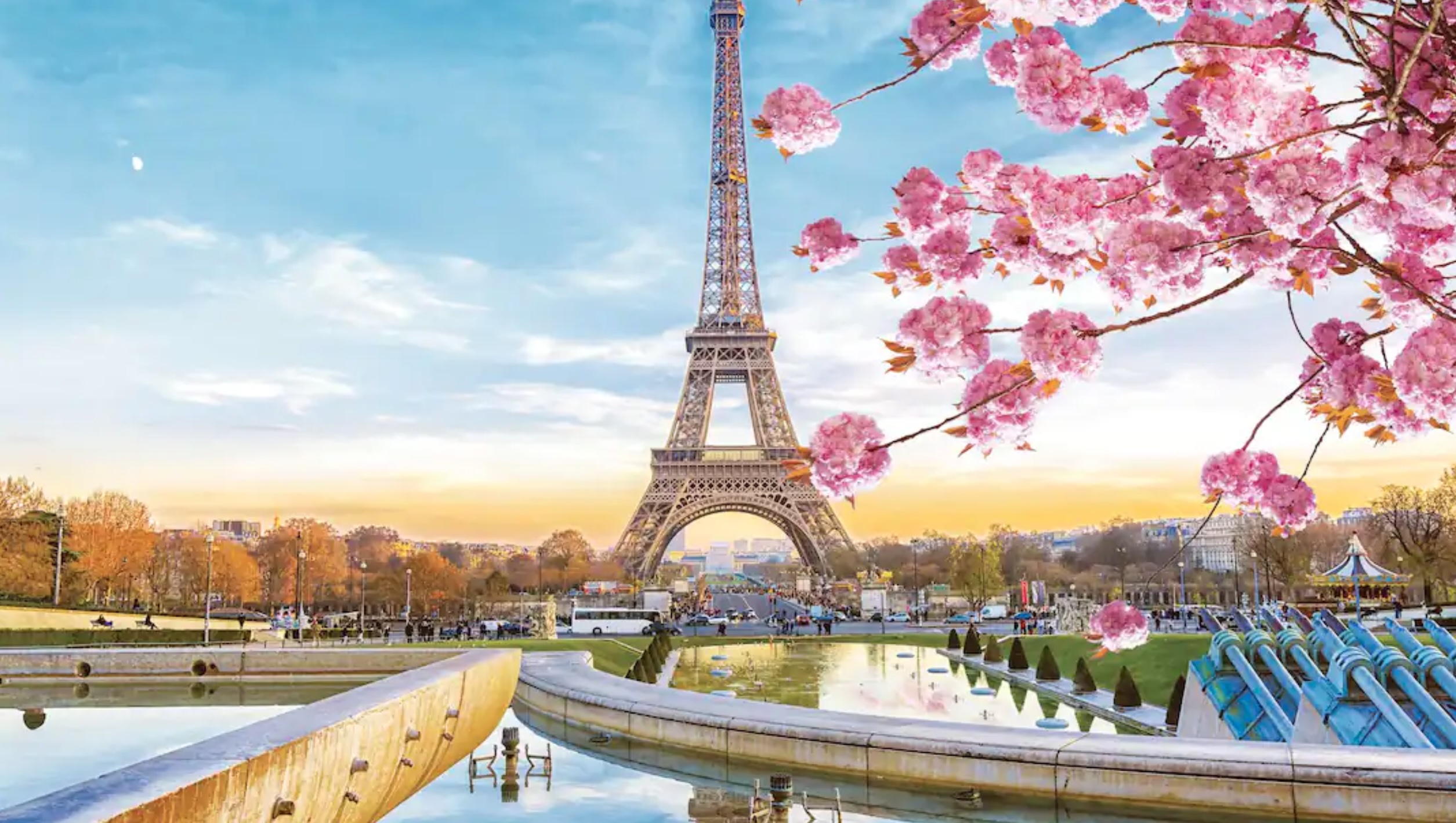 Eiffel Tower in the spring morning in Paris, France