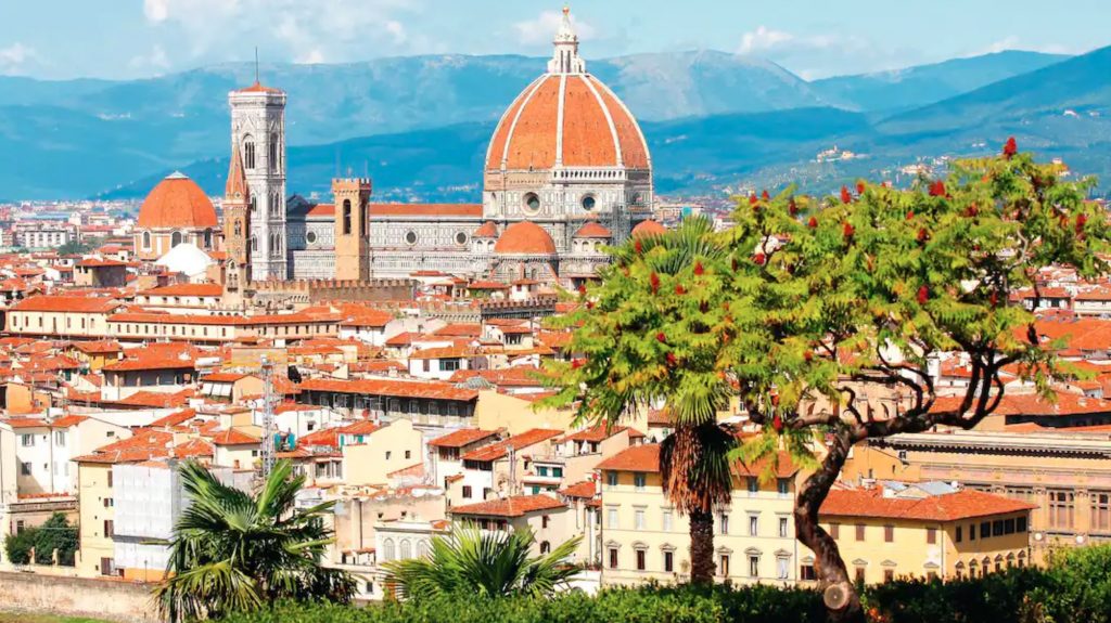 Cathedral of Santa Maria del Fiore Duomo from across the cities rooftops, Florence