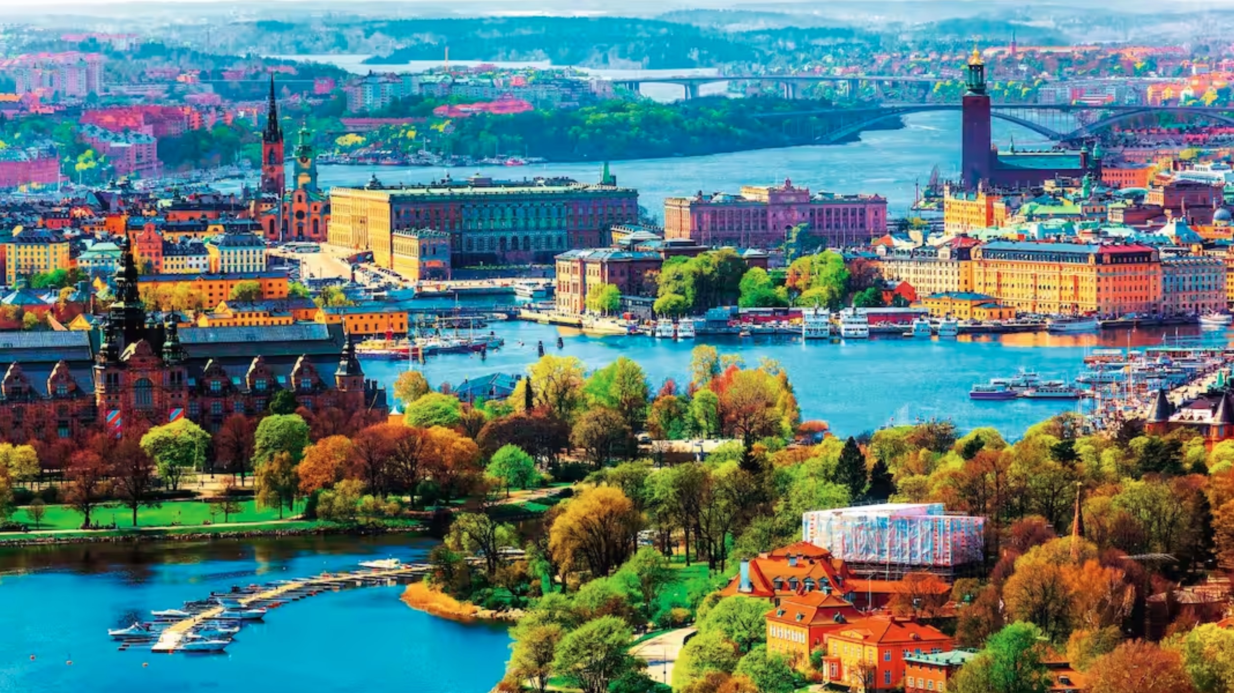 aerial view of Old Town, Stockholm, Sweden