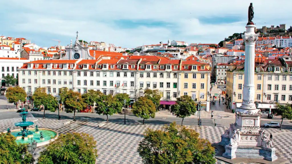 Rossio Square and King Pedro IV monument, Lisbon, Portugal