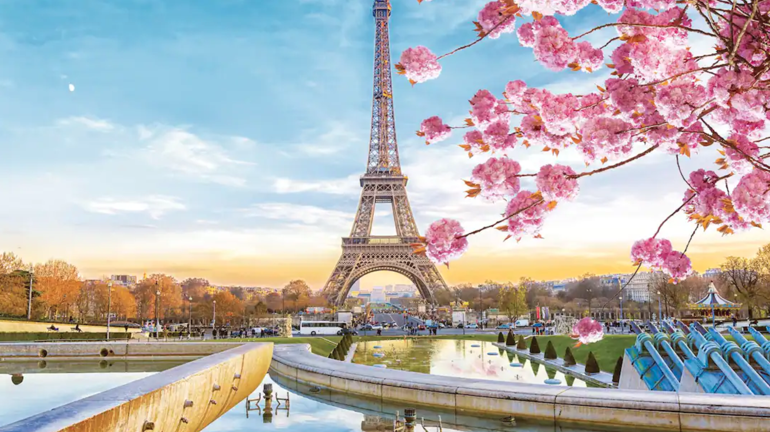 Eiffel Tower in the spring morning in Paris, France