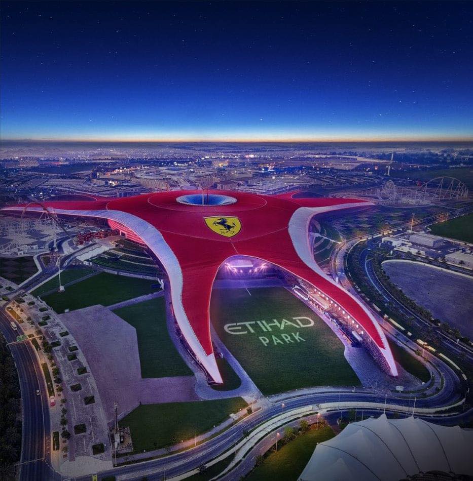 aerial view of Ferrari World Abu Dhabi