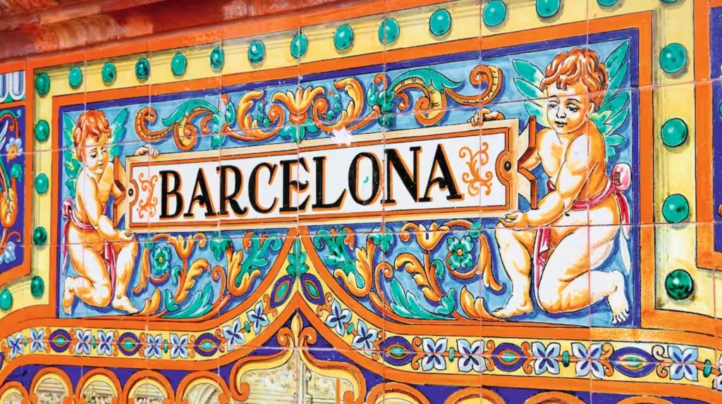 Barcelona sign with cherubs