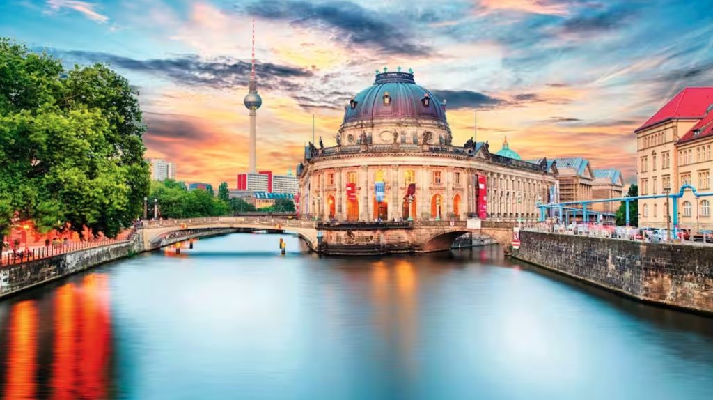 Berlin museum island at twilight