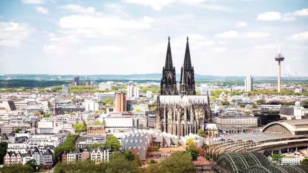 Aerial view of Cologne and the cathedral