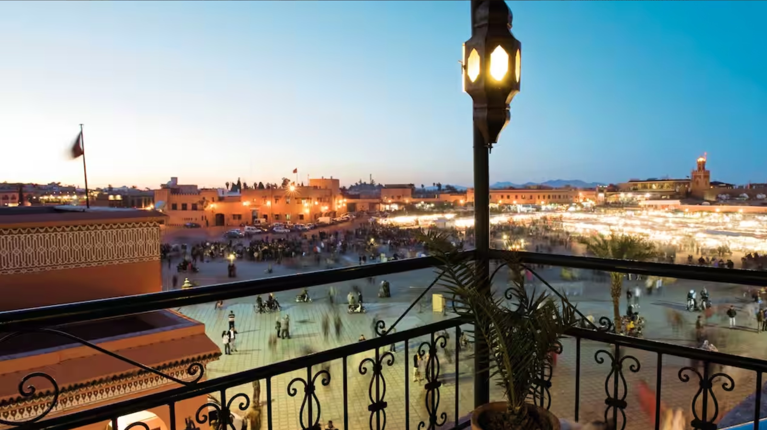 Visit the souks in Marrakech and pick up a bargain. Evening view