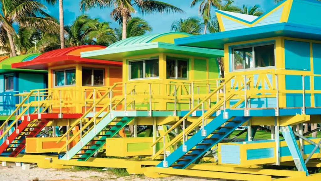 colourful beach huts on Miami Beach