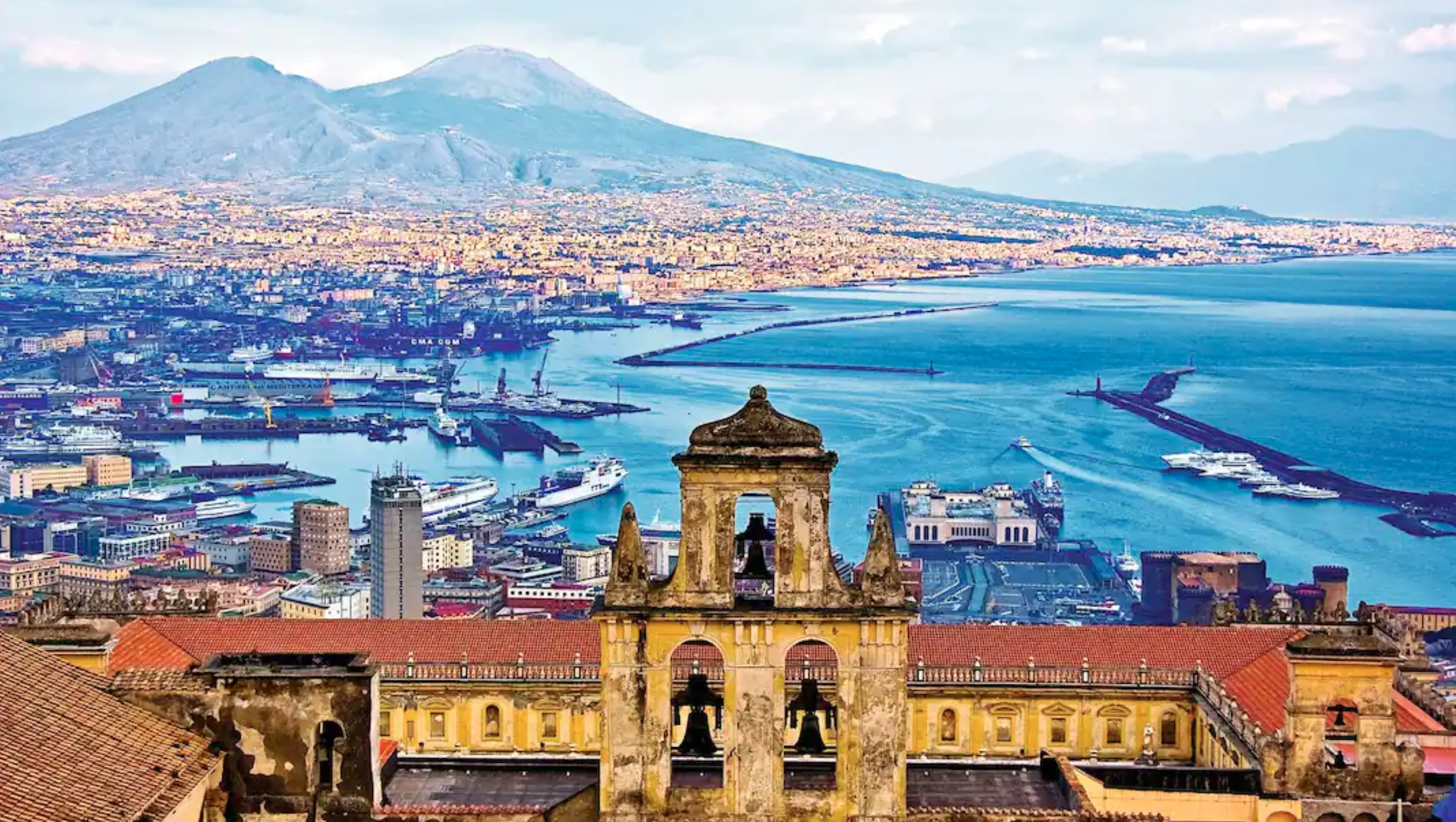 View of Mount Vesuvius across the Bay of Naples